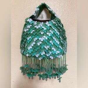 White and Green  Flowers Beaded Bag Purse Viral TikTok